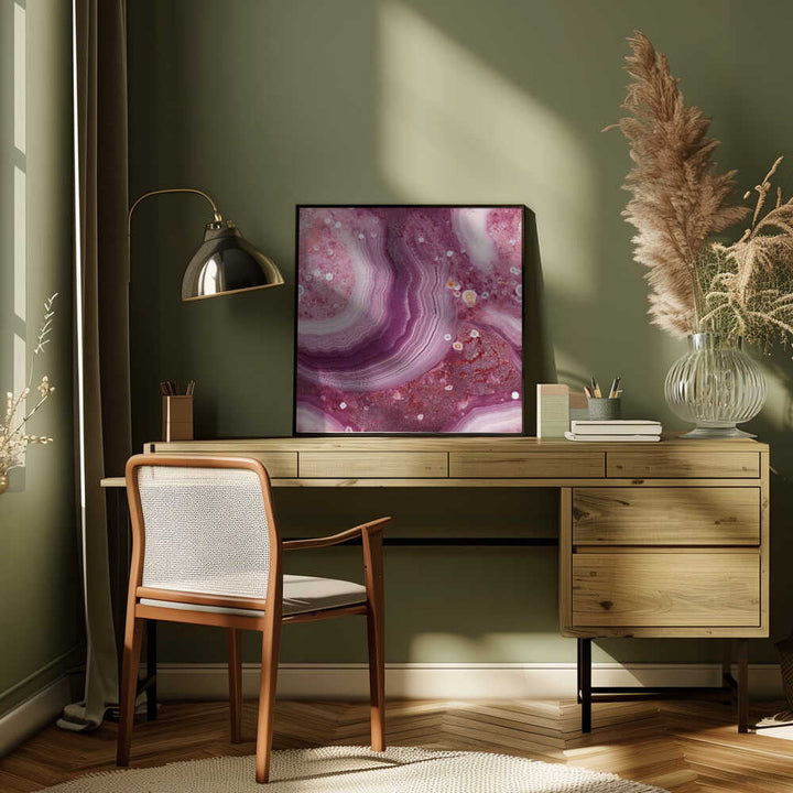 Vibrant Agate Crystal Layers - Square Stretched Canvas, Poster or Fine Art Print - I Heart Wall Art - Poster Print, Canvas Print or Framed Art Print