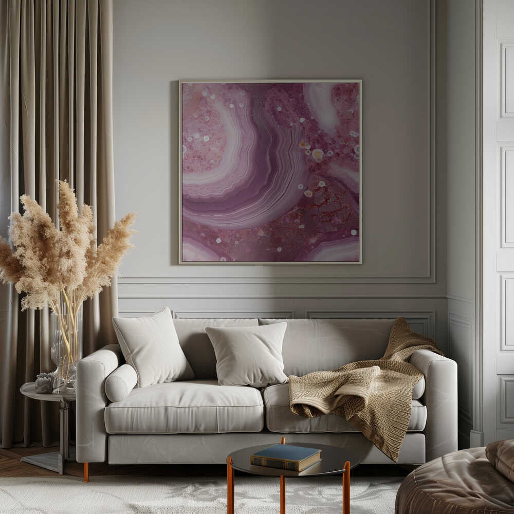 Vibrant Agate Crystal Layers - Square Stretched Canvas, Poster or Fine Art Print - I Heart Wall Art - Poster Print, Canvas Print or Framed Art Print