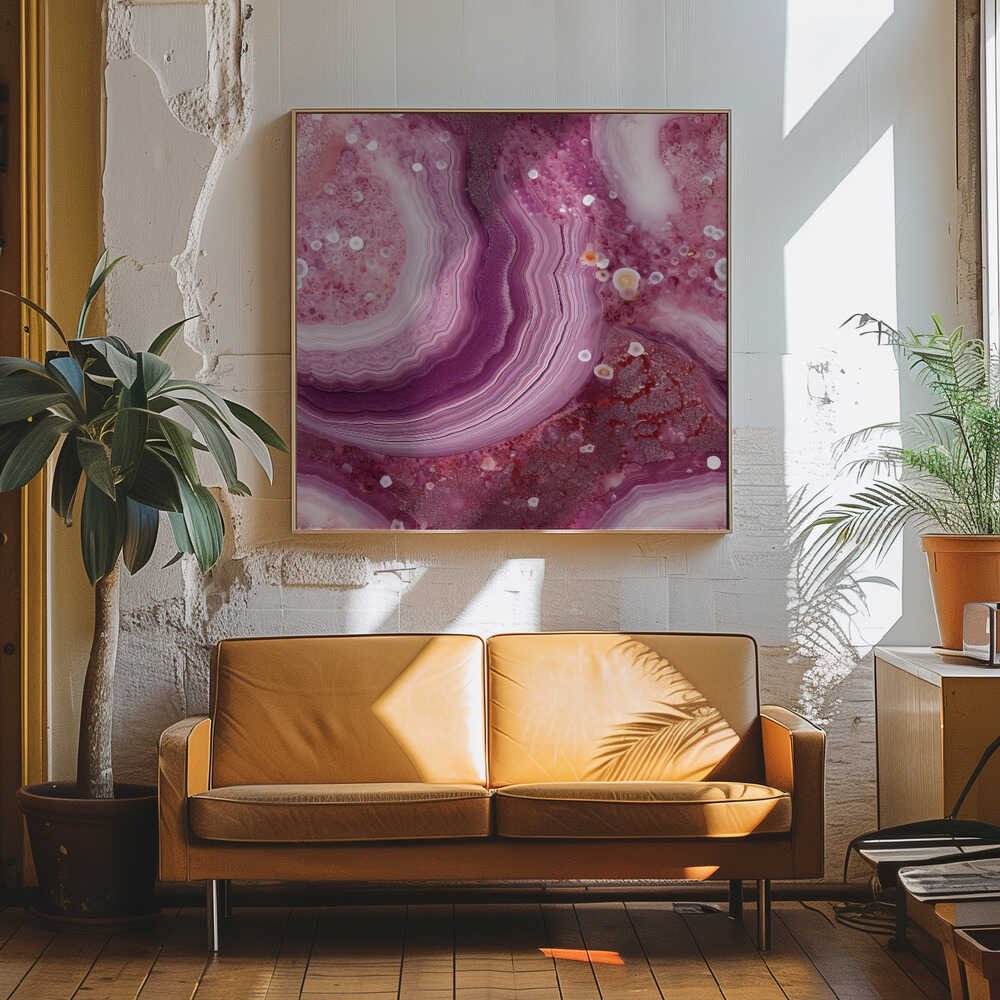 Vibrant Agate Crystal Layers - Square Stretched Canvas, Poster or Fine Art Print - I Heart Wall Art - Poster Print, Canvas Print or Framed Art Print