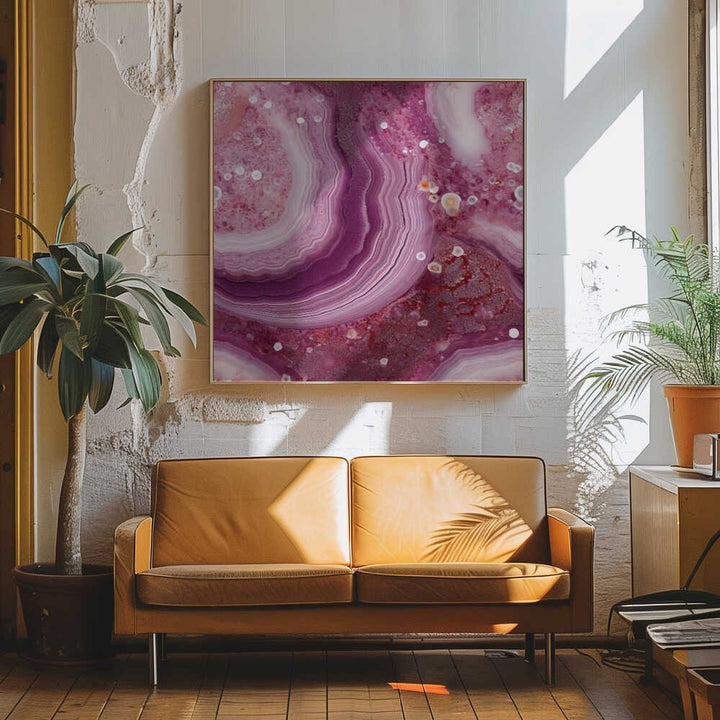 Vibrant Agate Crystal Layers - Square Stretched Canvas, Poster or Fine Art Print - I Heart Wall Art - Poster Print, Canvas Print or Framed Art Print