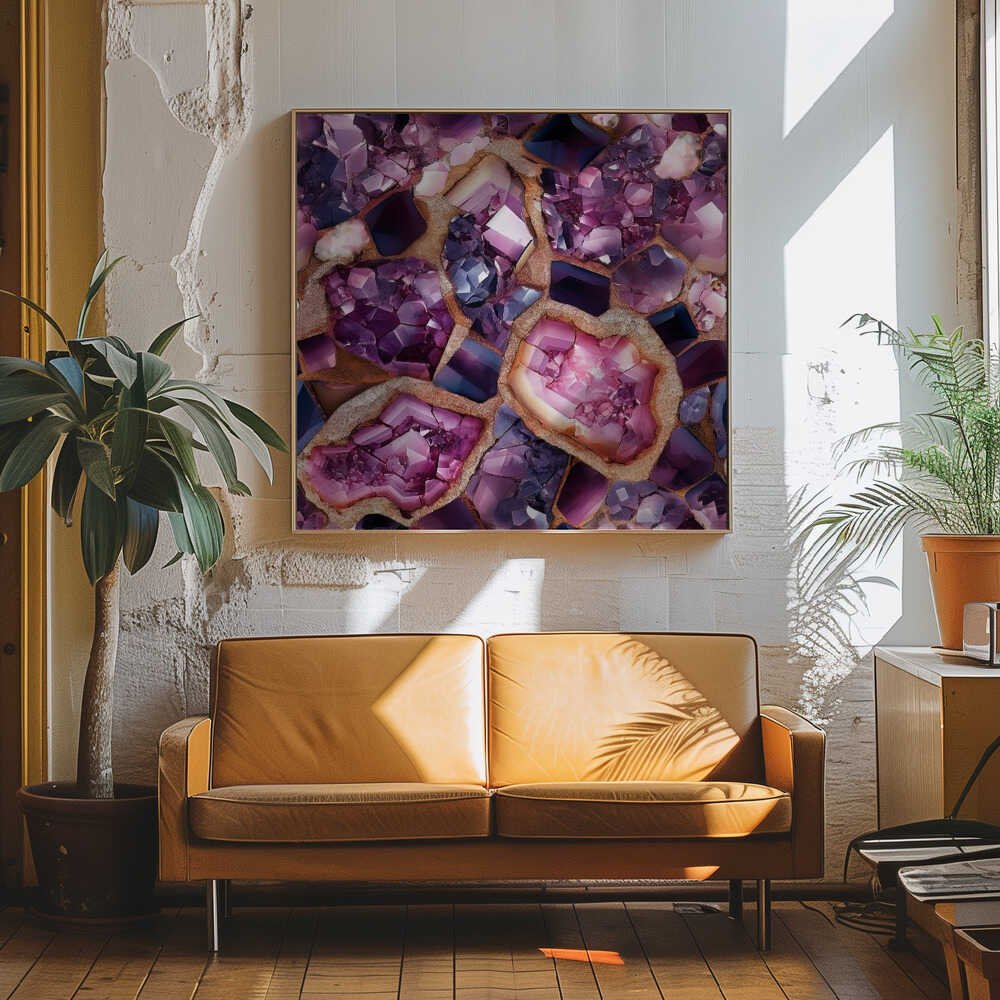 Vibrant Amethyst Geodes - Square Stretched Canvas, Poster or Fine Art Print - I Heart Wall Art - Poster Print, Canvas Print or Framed Art Print