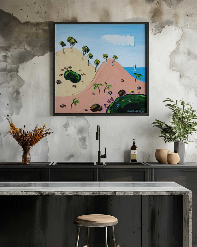 Vibrant Beach Hills - Square Stretched Canvas, Poster or Fine Art Print by Angela Hawkey - I Heart Wall Art - Poster Print, Canvas Print or Framed Art Print