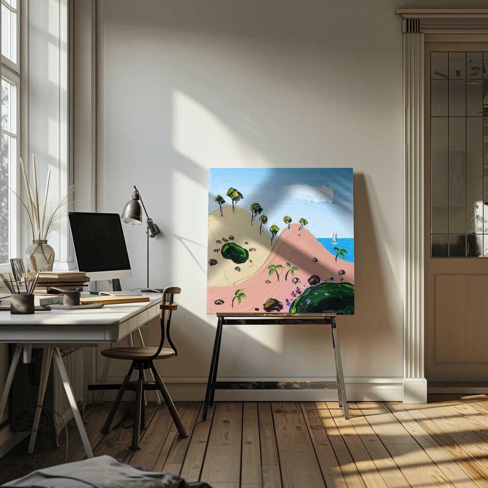 Vibrant Beach Hills - Square Stretched Canvas, Poster or Fine Art Print by Angela Hawkey - I Heart Wall Art - Poster Print, Canvas Print or Framed Art Print