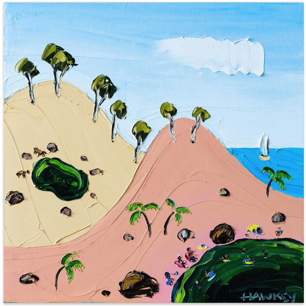 Vibrant Beach Hills - Square Stretched Canvas, Poster or Fine Art Print by Angela Hawkey - I Heart Wall Art - Poster Print, Canvas Print or Framed Art Print