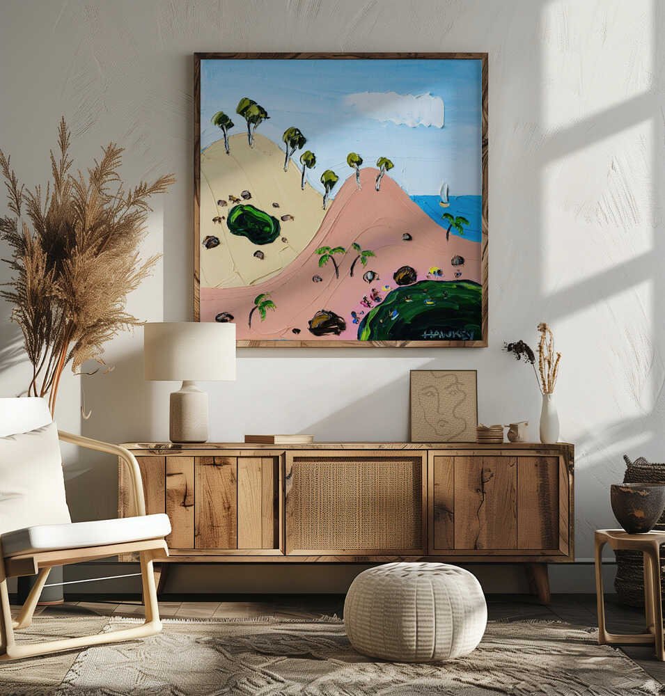 Vibrant Beach Hills - Square Stretched Canvas, Poster or Fine Art Print by Angela Hawkey - I Heart Wall Art - Poster Print, Canvas Print or Framed Art Print