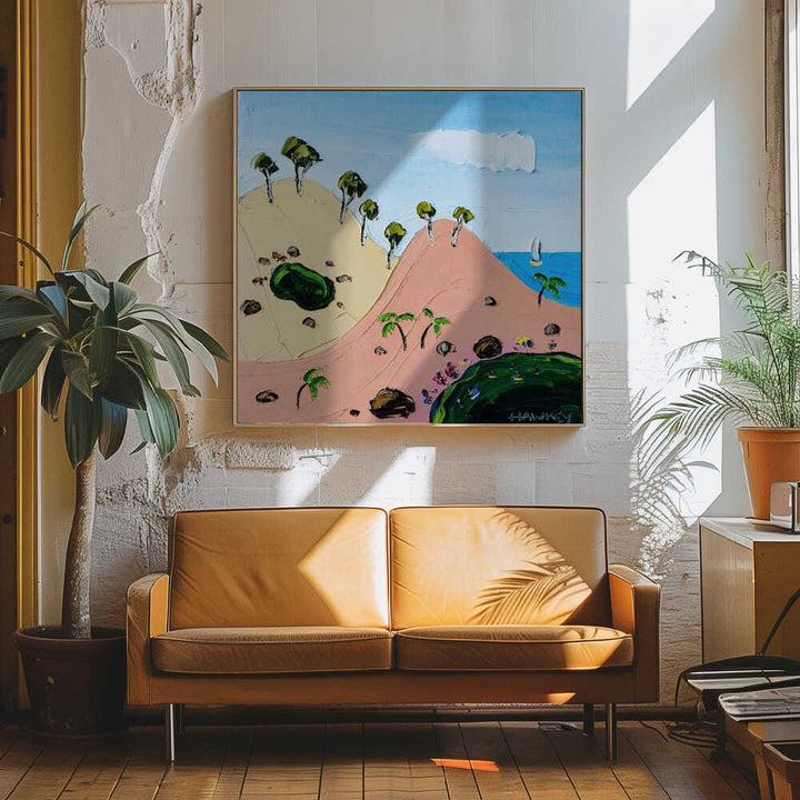 Vibrant Beach Hills - Square Stretched Canvas, Poster or Fine Art Print by Angela Hawkey - I Heart Wall Art - Poster Print, Canvas Print or Framed Art Print