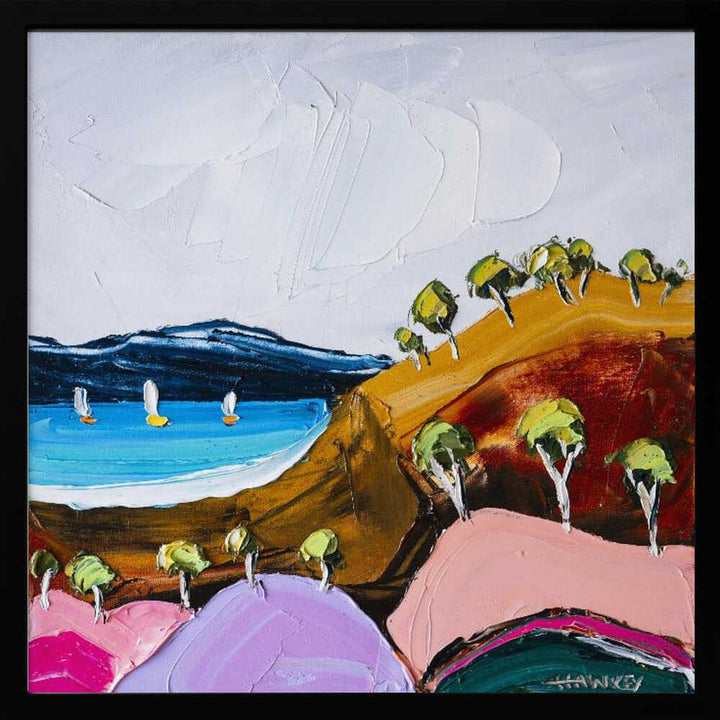 Vibrant Coastal Bay - Square Stretched Canvas, Poster or Fine Art Print by Angela Hawkey - I Heart Wall Art - Poster Print, Canvas Print or Framed Art Print