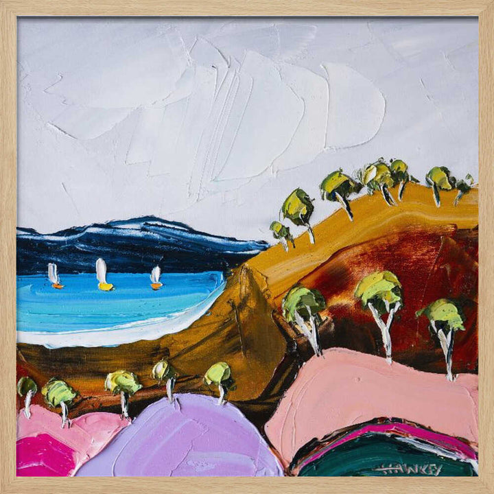 Vibrant Coastal Bay - Square Stretched Canvas, Poster or Fine Art Print by Angela Hawkey - I Heart Wall Art - Poster Print, Canvas Print or Framed Art Print