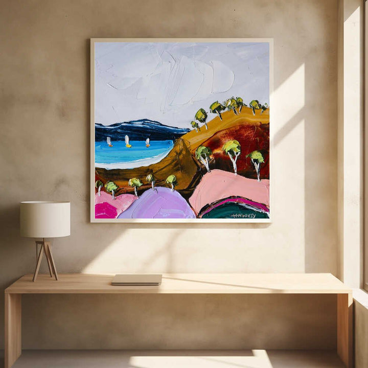 Vibrant Coastal Bay - Square Stretched Canvas, Poster or Fine Art Print by Angela Hawkey - I Heart Wall Art - Poster Print, Canvas Print or Framed Art Print