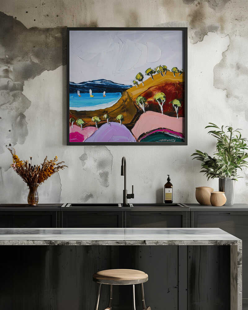 Vibrant Coastal Bay - Square Stretched Canvas, Poster or Fine Art Print by Angela Hawkey - I Heart Wall Art - Poster Print, Canvas Print or Framed Art Print