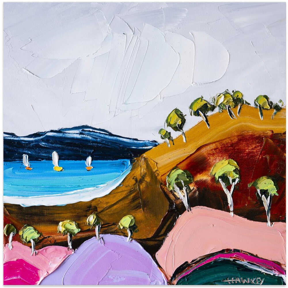 Vibrant Coastal Bay - Square Stretched Canvas, Poster or Fine Art Print by Angela Hawkey - I Heart Wall Art - Poster Print, Canvas Print or Framed Art Print