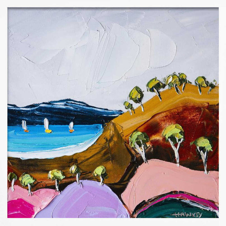 Vibrant Coastal Bay - Square Stretched Canvas, Poster or Fine Art Print by Angela Hawkey - I Heart Wall Art - Poster Print, Canvas Print or Framed Art Print
