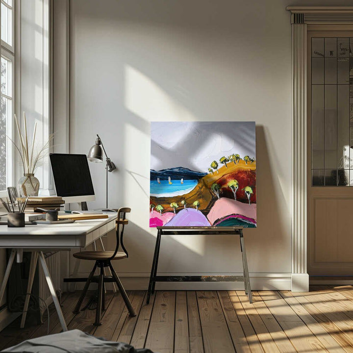 Vibrant Coastal Bay - Square Stretched Canvas, Poster or Fine Art Print by Angela Hawkey - I Heart Wall Art - Poster Print, Canvas Print or Framed Art Print