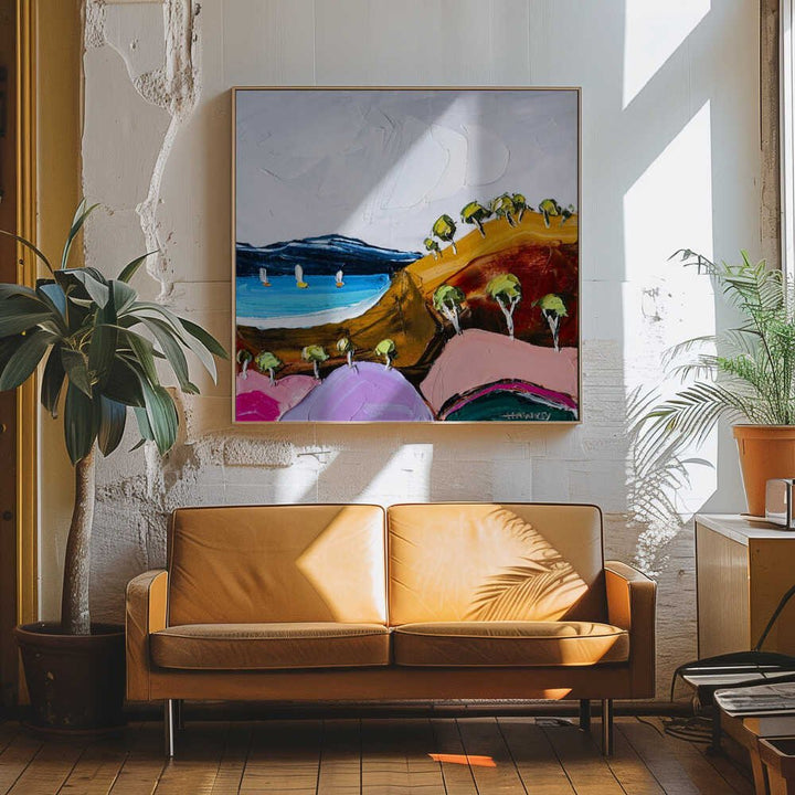 Vibrant Coastal Bay - Square Stretched Canvas, Poster or Fine Art Print by Angela Hawkey - I Heart Wall Art - Poster Print, Canvas Print or Framed Art Print