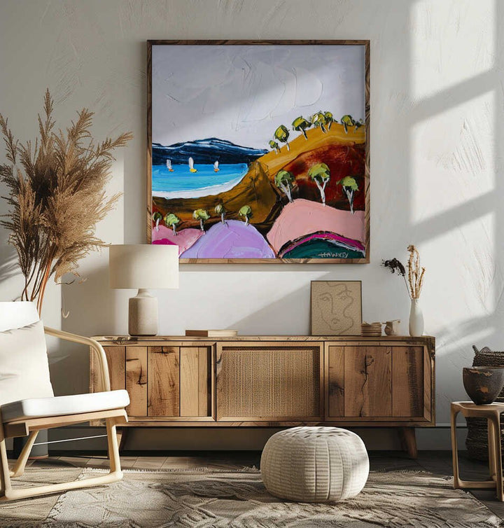 Vibrant Coastal Bay - Square Stretched Canvas, Poster or Fine Art Print by Angela Hawkey - I Heart Wall Art - Poster Print, Canvas Print or Framed Art Print