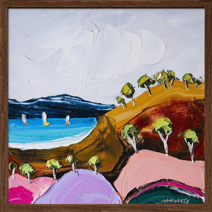 Vibrant Coastal Bay - Square Stretched Canvas, Poster or Fine Art Print by Angela Hawkey - I Heart Wall Art - Poster Print, Canvas Print or Framed Art Print