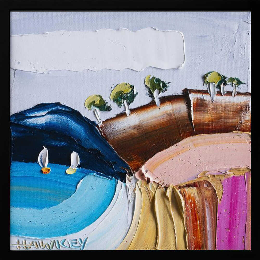Vibrant Coastal Sailboats - Square Stretched Canvas, Poster or Fine Art Print by Angela Hawkey - I Heart Wall Art - Poster Print, Canvas Print or Framed Art Print