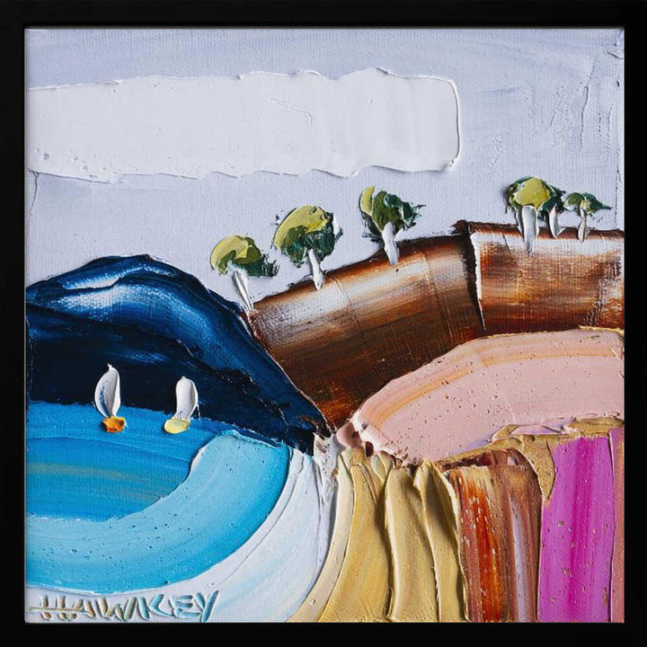 Vibrant Coastal Sailboats - Square Stretched Canvas, Poster or Fine Art Print by Angela Hawkey - I Heart Wall Art - Poster Print, Canvas Print or Framed Art Print