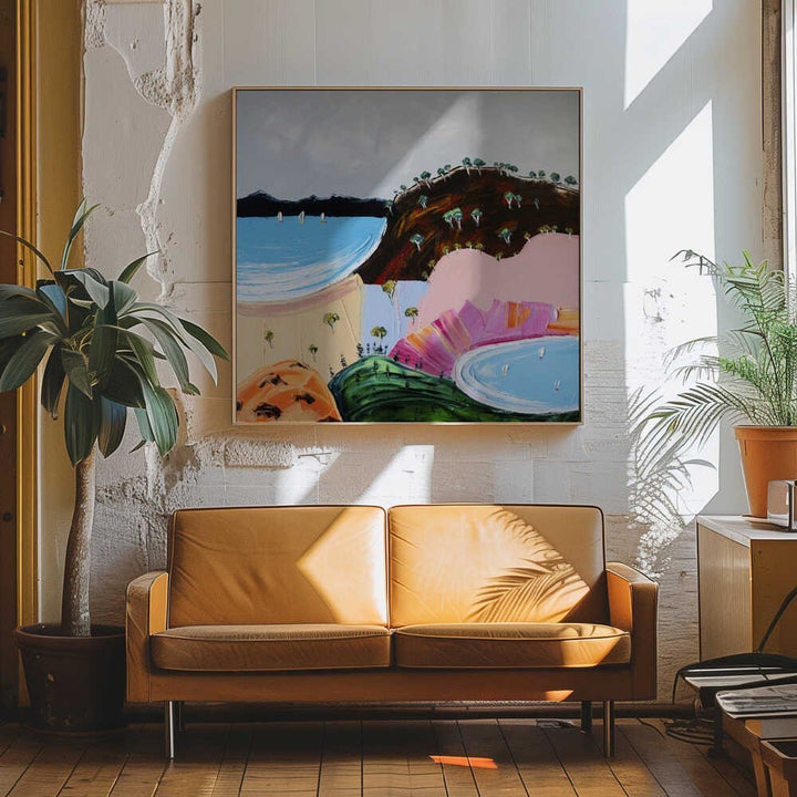 Vibrant Coastal Sailboats - Square Stretched Canvas, Poster or Fine Art Print by Angela Hawkey - I Heart Wall Art - Poster Print, Canvas Print or Framed Art Print