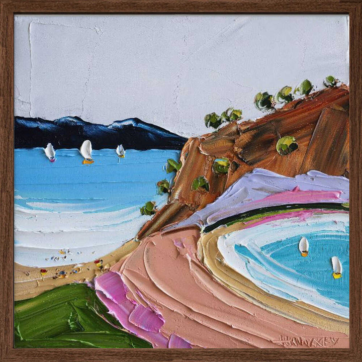 Vibrant Coastal Sailboats - Square Stretched Canvas, Poster or Fine Art Print by Angela Hawkey - I Heart Wall Art - Poster Print, Canvas Print or Framed Art Print