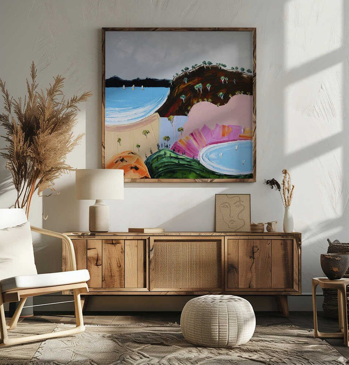 Vibrant Coastal Sailboats - Square Stretched Canvas, Poster or Fine Art Print by Angela Hawkey - I Heart Wall Art - Poster Print, Canvas Print or Framed Art Print