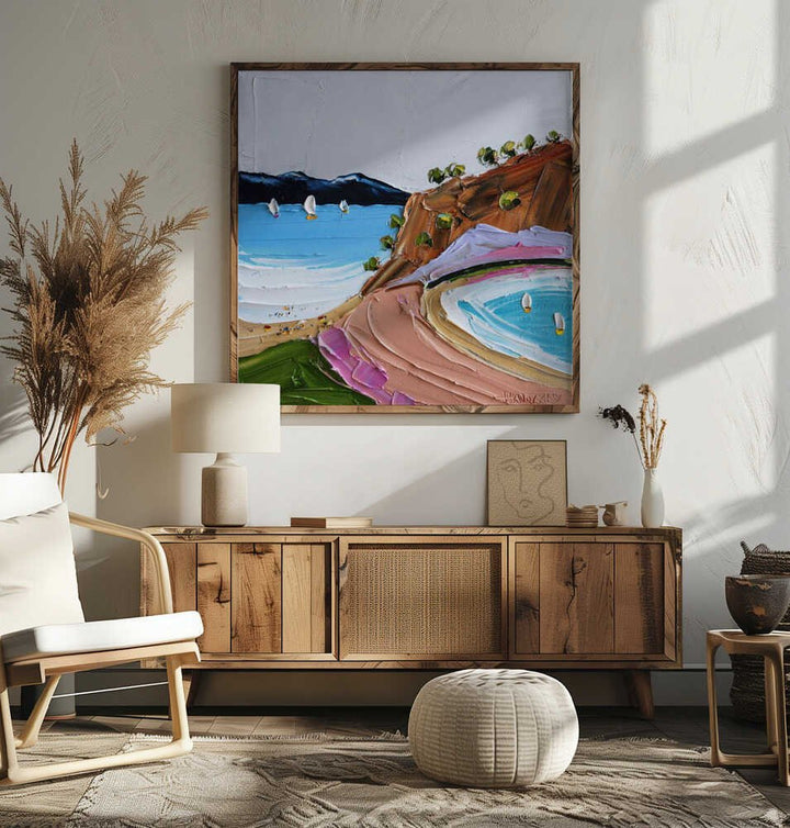Vibrant Coastal Sailboats - Square Stretched Canvas, Poster or Fine Art Print by Angela Hawkey - I Heart Wall Art - Poster Print, Canvas Print or Framed Art Print