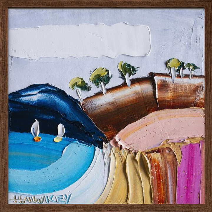 Vibrant Coastal Sailboats - Square Stretched Canvas, Poster or Fine Art Print by Angela Hawkey - I Heart Wall Art - Poster Print, Canvas Print or Framed Art Print