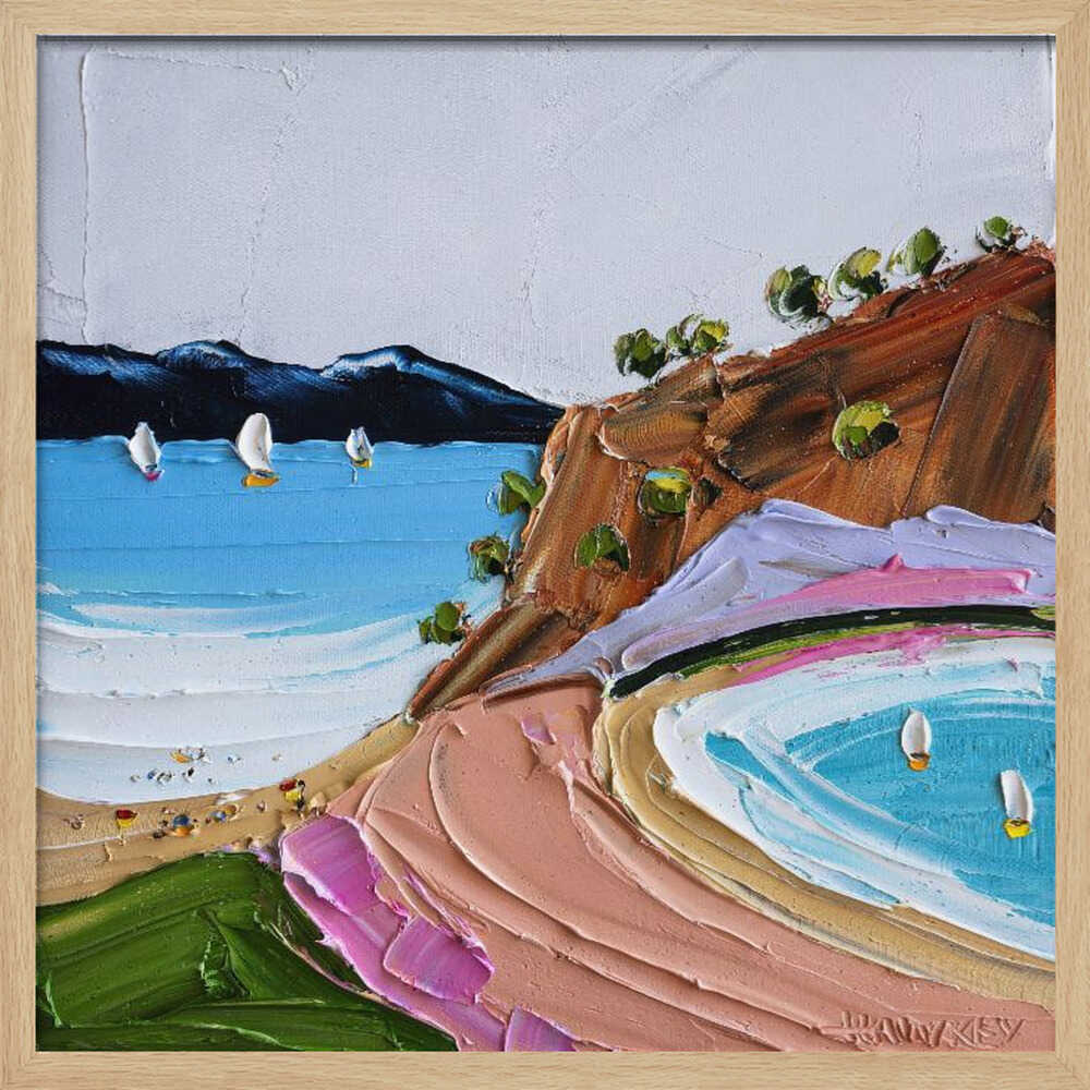 Vibrant Coastal Sailboats - Square Stretched Canvas, Poster or Fine Art Print by Angela Hawkey - I Heart Wall Art - Poster Print, Canvas Print or Framed Art Print