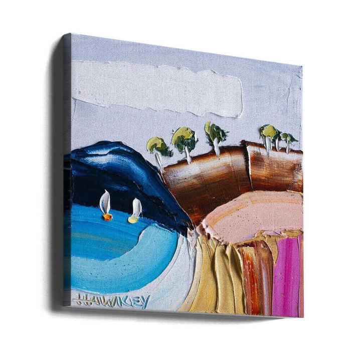 Vibrant Coastal Sailboats - Square Stretched Canvas, Poster or Fine Art Print by Angela Hawkey - I Heart Wall Art - Poster Print, Canvas Print or Framed Art Print
