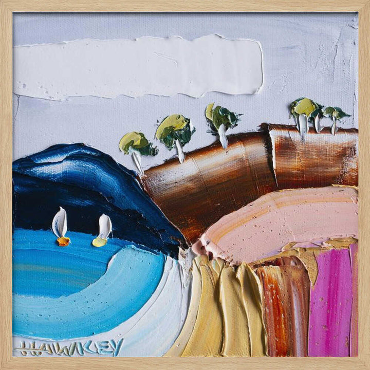 Vibrant Coastal Sailboats - Square Stretched Canvas, Poster or Fine Art Print by Angela Hawkey - I Heart Wall Art - Poster Print, Canvas Print or Framed Art Print