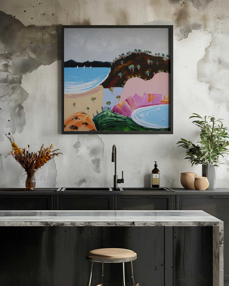 Vibrant Coastal Sailing - Square Stretched Canvas, Poster or Fine Art Print by Angela Hawkey - I Heart Wall Art - Poster Print, Canvas Print or Framed Art Print