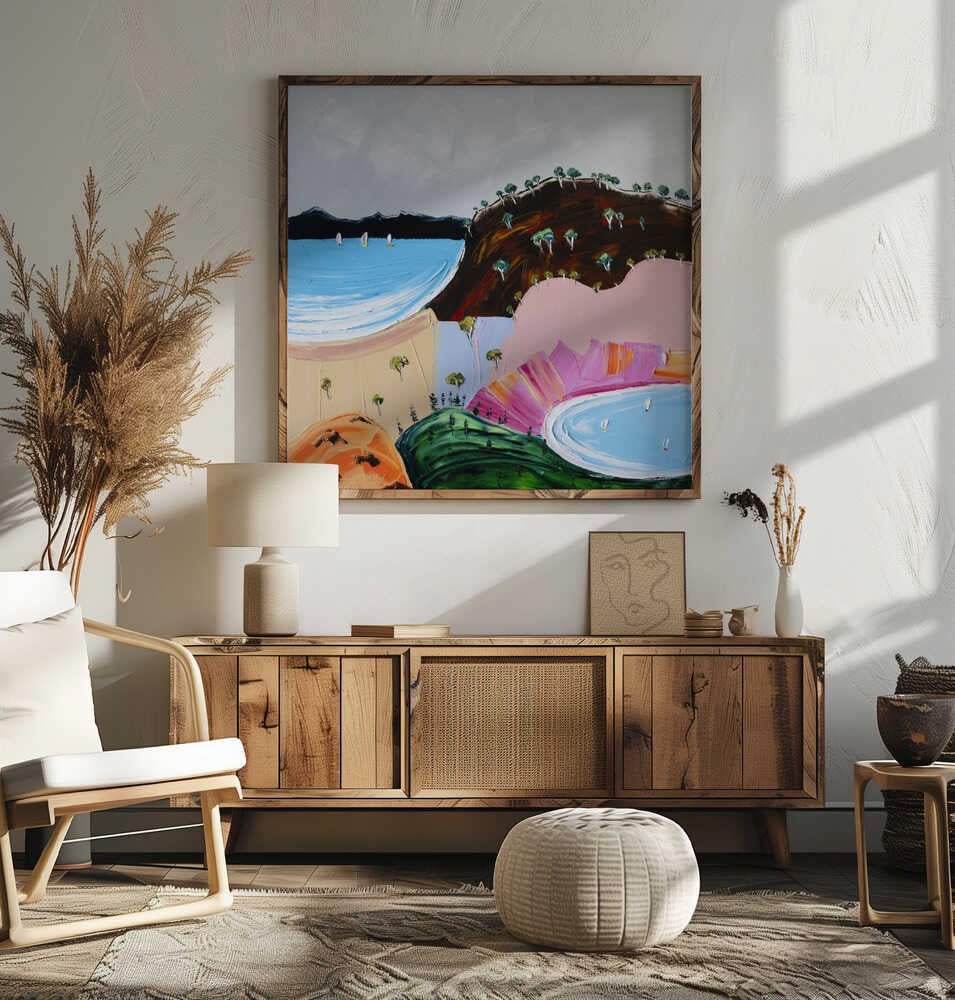 Vibrant Coastal Sailing - Square Stretched Canvas, Poster or Fine Art Print by Angela Hawkey - I Heart Wall Art - Poster Print, Canvas Print or Framed Art Print