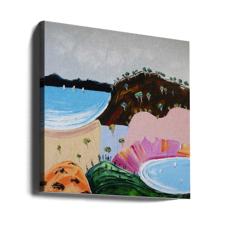 Vibrant Coastal Sailing - Square Stretched Canvas, Poster or Fine Art Print by Angela Hawkey - I Heart Wall Art - Poster Print, Canvas Print or Framed Art Print