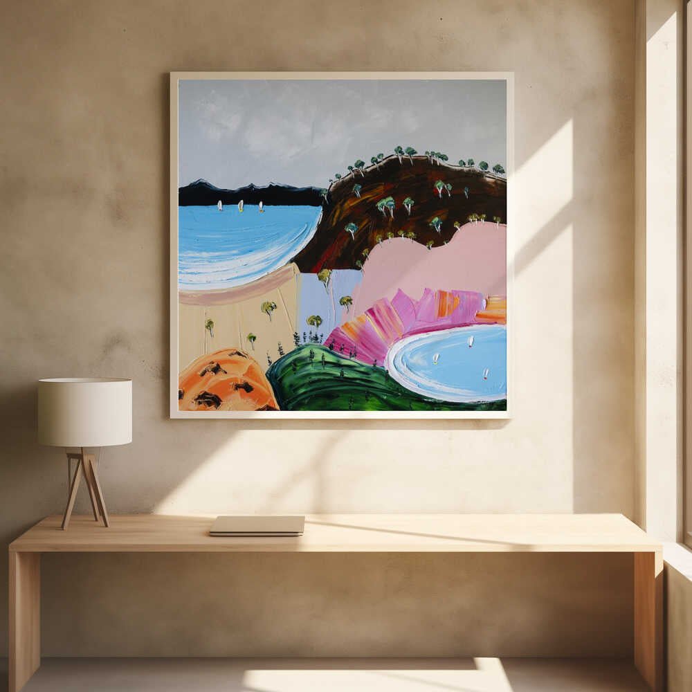 Vibrant Coastal Sailing - Square Stretched Canvas, Poster or Fine Art Print by Angela Hawkey - I Heart Wall Art - Poster Print, Canvas Print or Framed Art Print