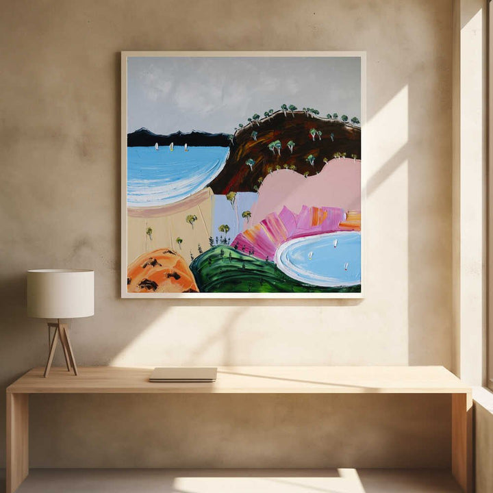 Vibrant Coastal Sailing - Square Stretched Canvas, Poster or Fine Art Print by Angela Hawkey - I Heart Wall Art - Poster Print, Canvas Print or Framed Art Print