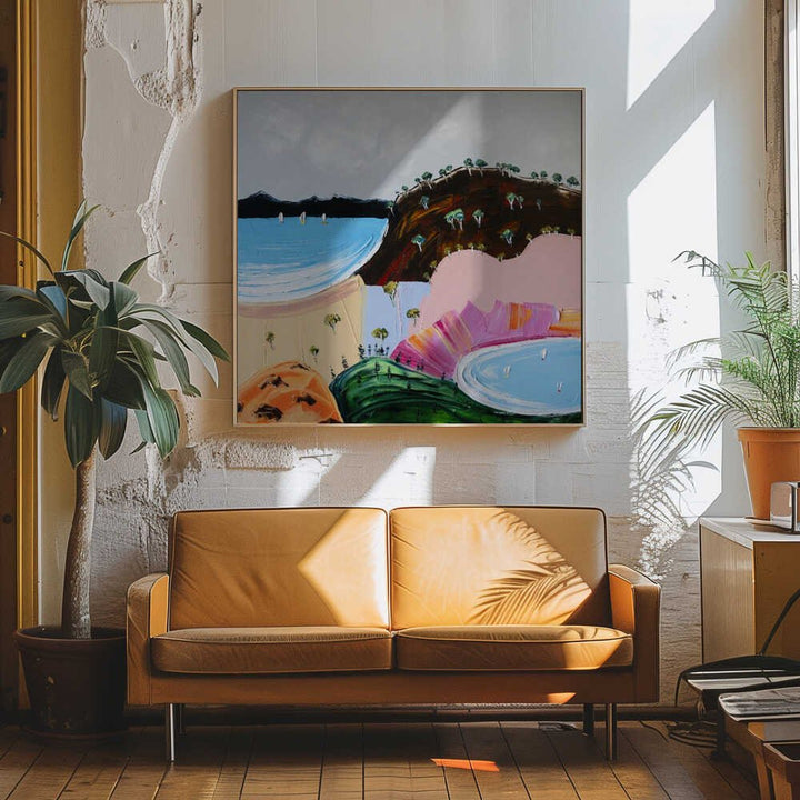 Vibrant Coastal Sailing - Square Stretched Canvas, Poster or Fine Art Print by Angela Hawkey - I Heart Wall Art - Poster Print, Canvas Print or Framed Art Print