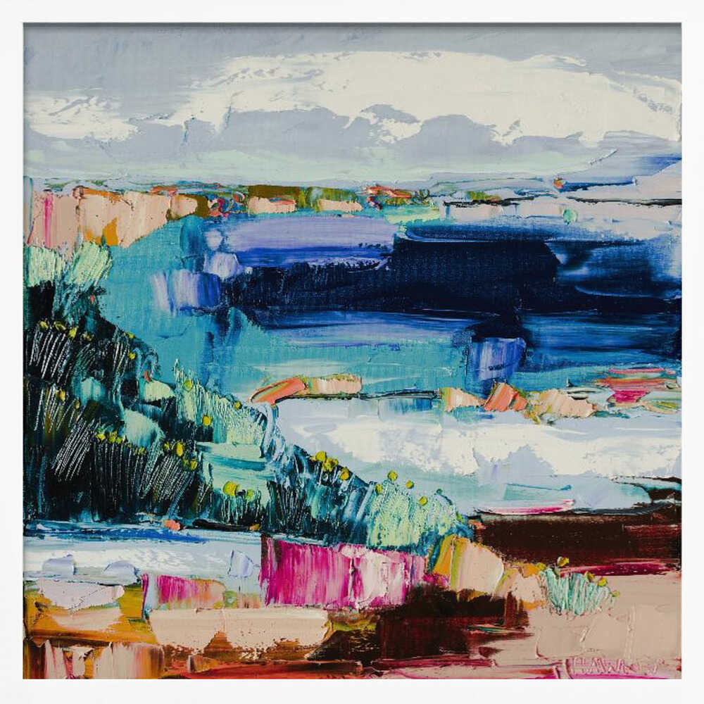 Vibrant Coastal View - Square Stretched Canvas, Poster or Fine Art Print by Angela Hawkey - I Heart Wall Art - Poster Print, Canvas Print or Framed Art Print