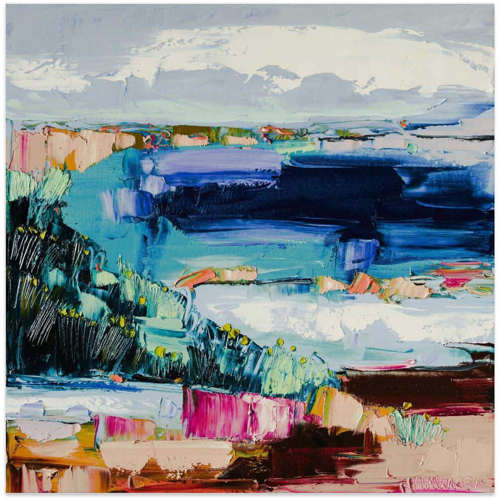 Vibrant Coastal View - Square Stretched Canvas, Poster or Fine Art Print by Angela Hawkey - I Heart Wall Art - Poster Print, Canvas Print or Framed Art Print