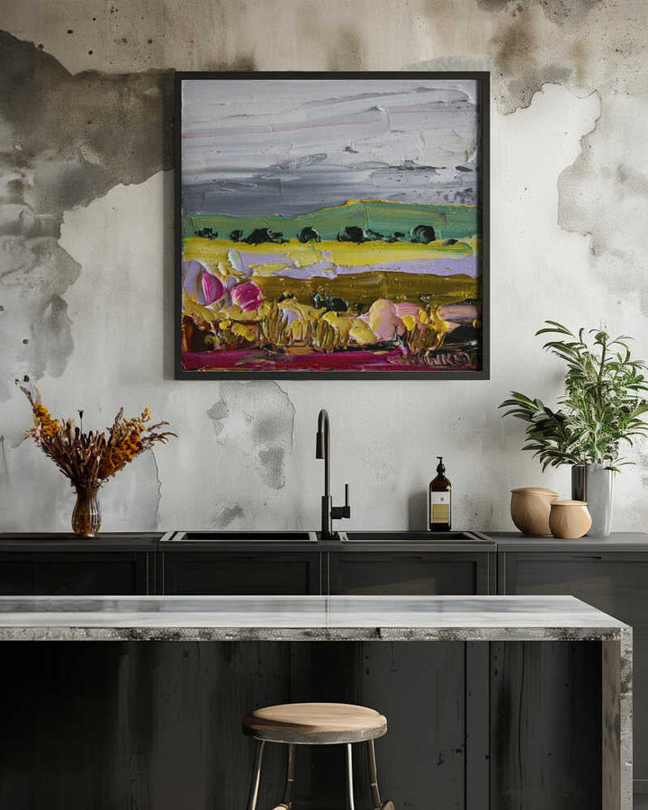 Vibrant Countryside Fields - Square Stretched Canvas, Poster or Fine Art Print by Angela Hawkey - I Heart Wall Art - Poster Print, Canvas Print or Framed Art Print
