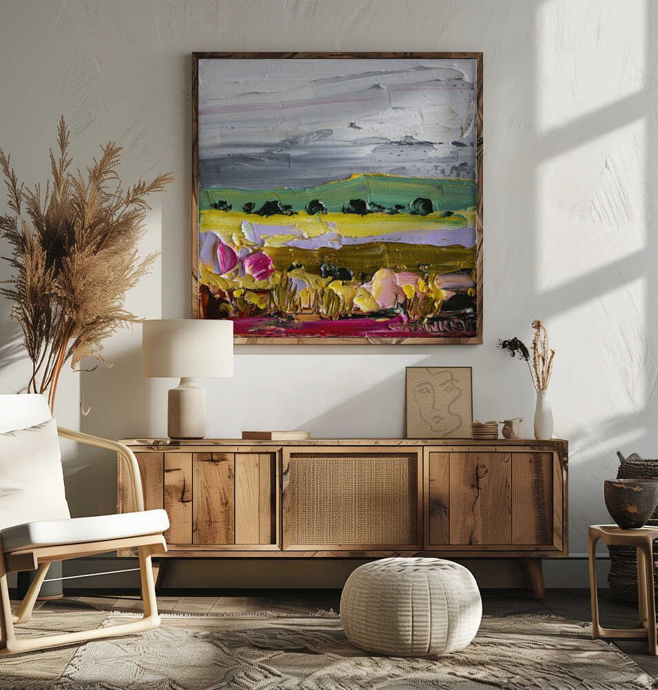 Vibrant Countryside Fields - Square Stretched Canvas, Poster or Fine Art Print by Angela Hawkey - I Heart Wall Art - Poster Print, Canvas Print or Framed Art Print