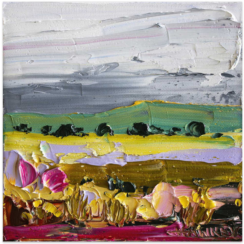 Vibrant Countryside Fields - Square Stretched Canvas, Poster or Fine Art Print by Angela Hawkey - I Heart Wall Art - Poster Print, Canvas Print or Framed Art Print