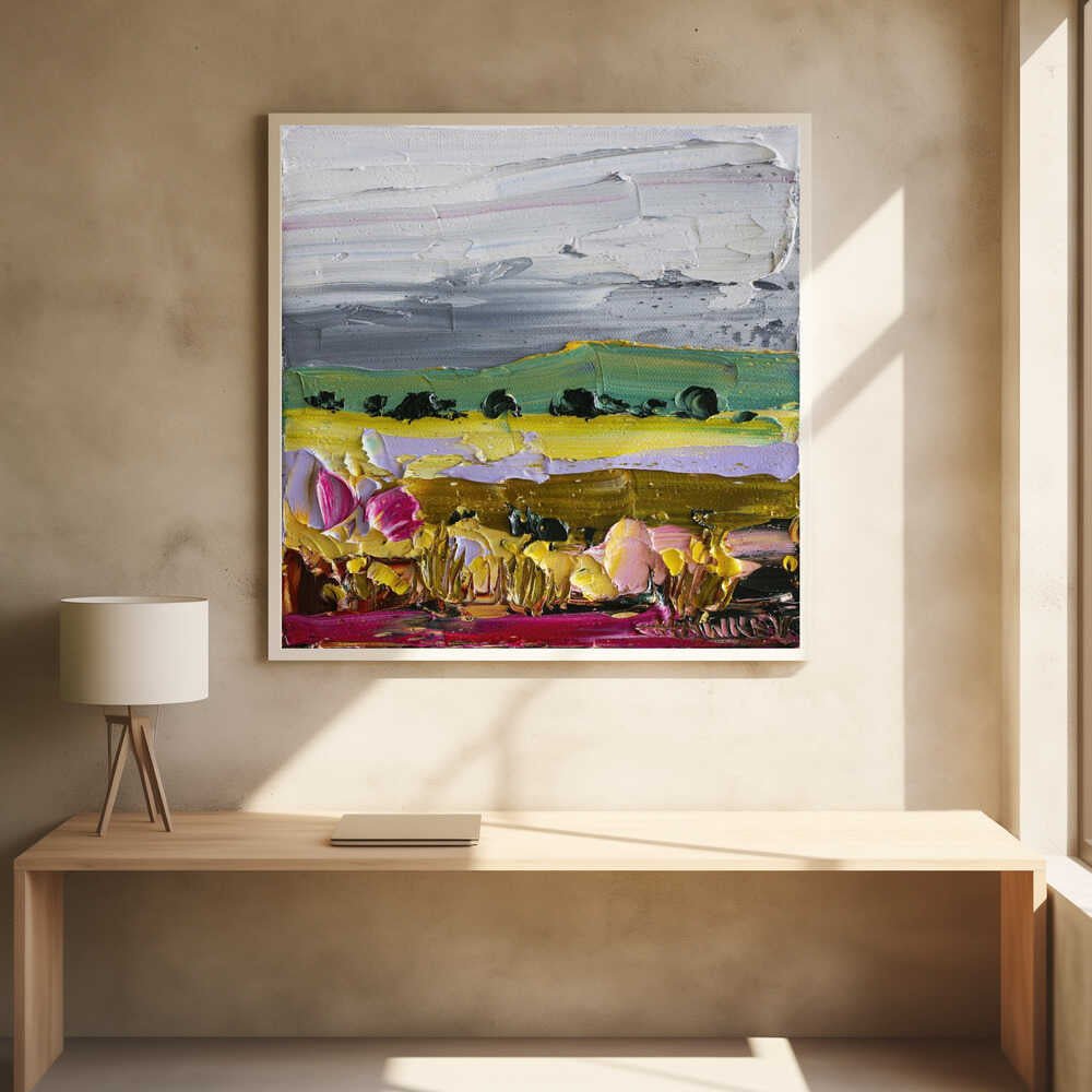 Vibrant Countryside Fields - Square Stretched Canvas, Poster or Fine Art Print by Angela Hawkey - I Heart Wall Art - Poster Print, Canvas Print or Framed Art Print