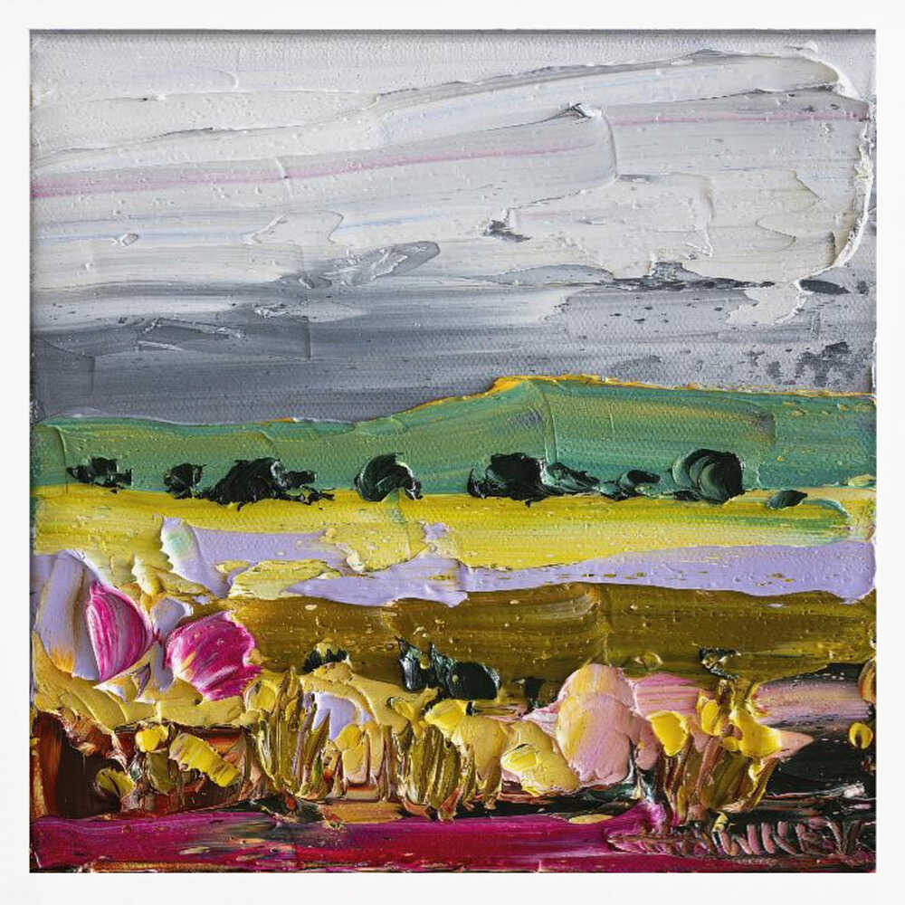 Vibrant Countryside Fields - Square Stretched Canvas, Poster or Fine Art Print by Angela Hawkey - I Heart Wall Art - Poster Print, Canvas Print or Framed Art Print