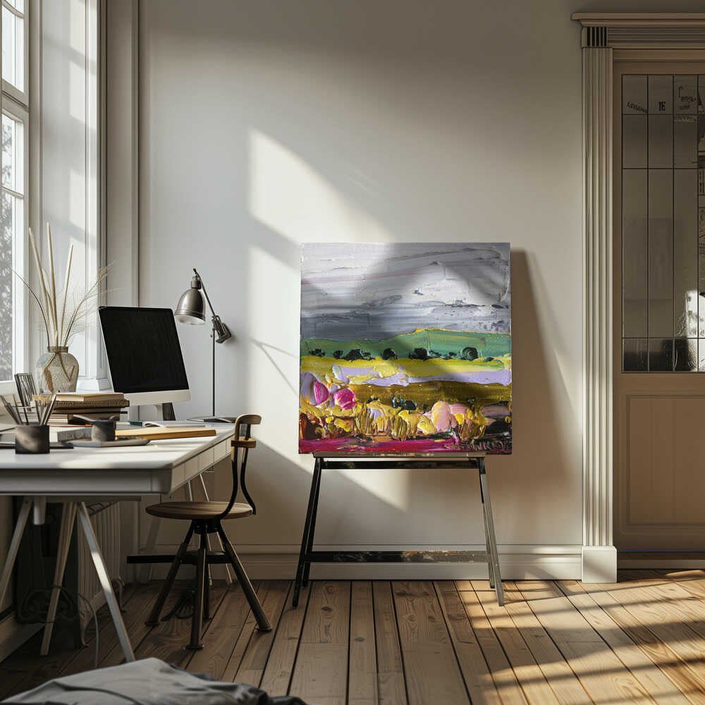 Vibrant Countryside Fields - Square Stretched Canvas, Poster or Fine Art Print by Angela Hawkey - I Heart Wall Art - Poster Print, Canvas Print or Framed Art Print