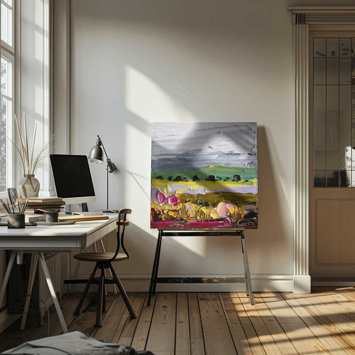 Vibrant Countryside Fields - Square Stretched Canvas, Poster or Fine Art Print by Angela Hawkey - I Heart Wall Art - Poster Print, Canvas Print or Framed Art Print
