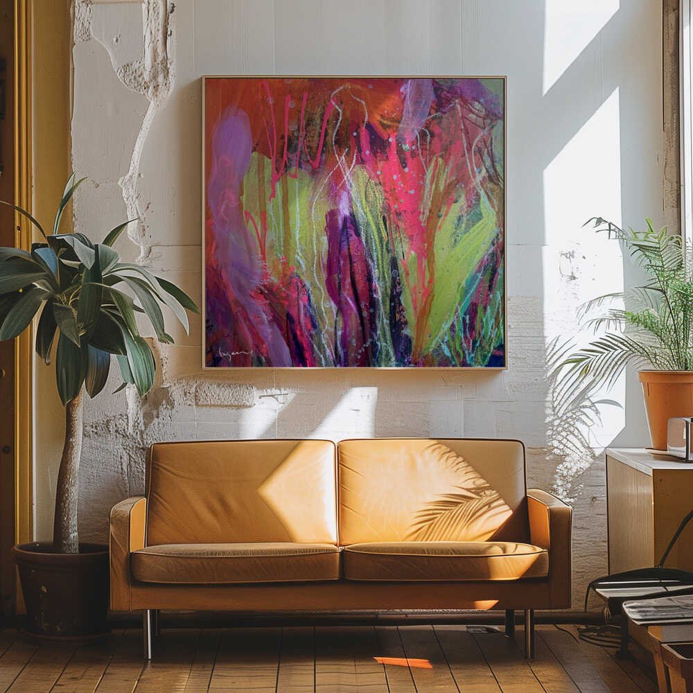 Vibrant Everbloom - Square Stretched Canvas, Poster or Fine Art Print - I Heart Wall Art - Poster Print, Canvas Print or Framed Art Print