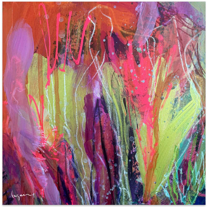 Vibrant Everbloom - Square Stretched Canvas, Poster or Fine Art Print - I Heart Wall Art - Poster Print, Canvas Print or Framed Art Print