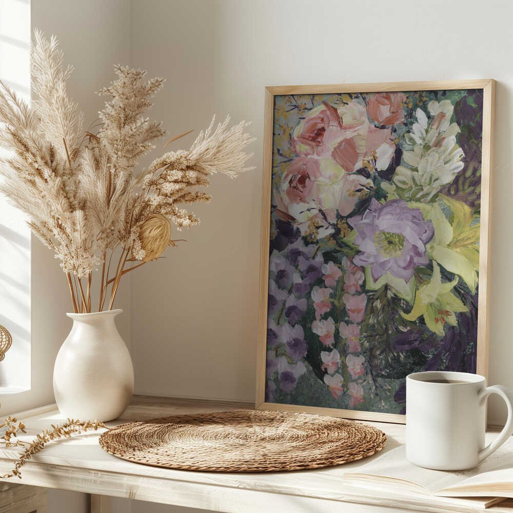 Vibrant Floral Bouquet - Stretched Canvas, Poster or Fine Art Print - I Heart Wall Art - Poster Print, Canvas Print or Framed Art Print