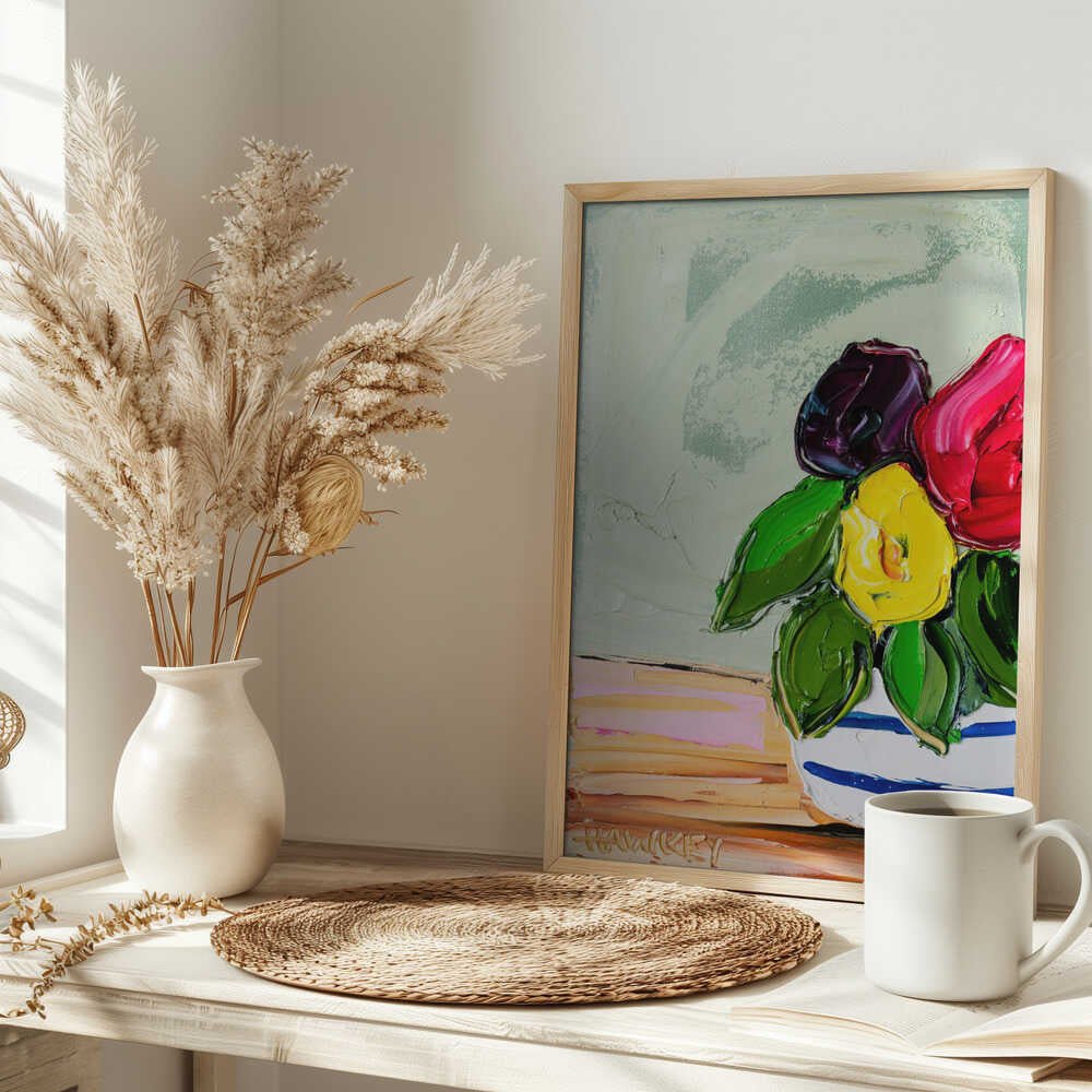 Vibrant Flower Vase - Stretched Canvas, Poster or Fine Art Print by Angela Hawkey - I Heart Wall Art - Poster Print, Canvas Print or Framed Art Print