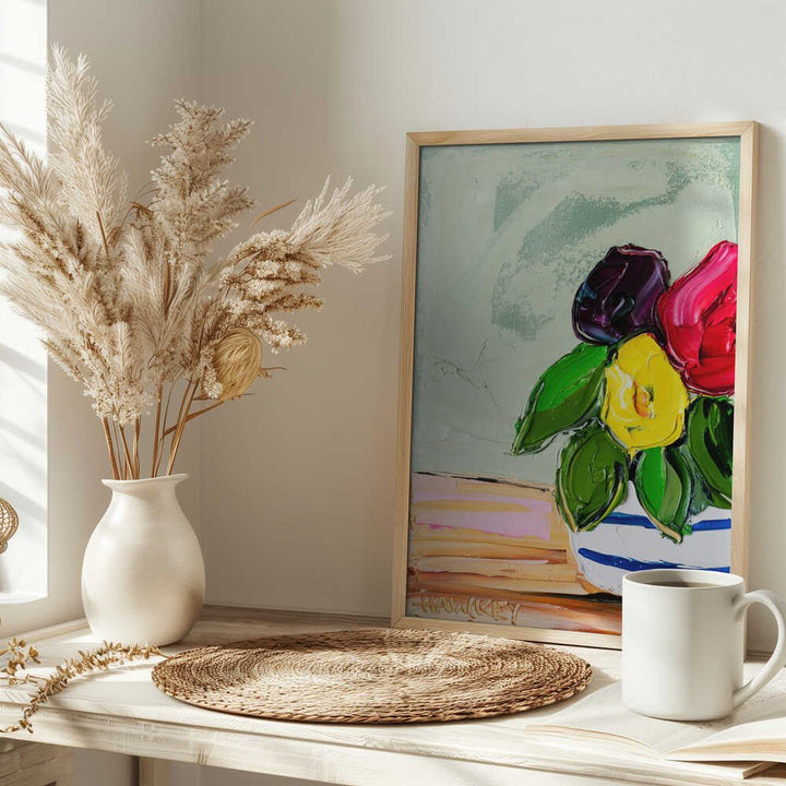 Vibrant Flower Vase - Stretched Canvas, Poster or Fine Art Print by Angela Hawkey - I Heart Wall Art - Poster Print, Canvas Print or Framed Art Print